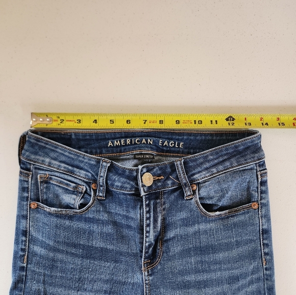 American Eagle Skinny Kick Jeans Stretchy Bootcut Mid Rise Size 4 Western Boho - Picture 8 of 11